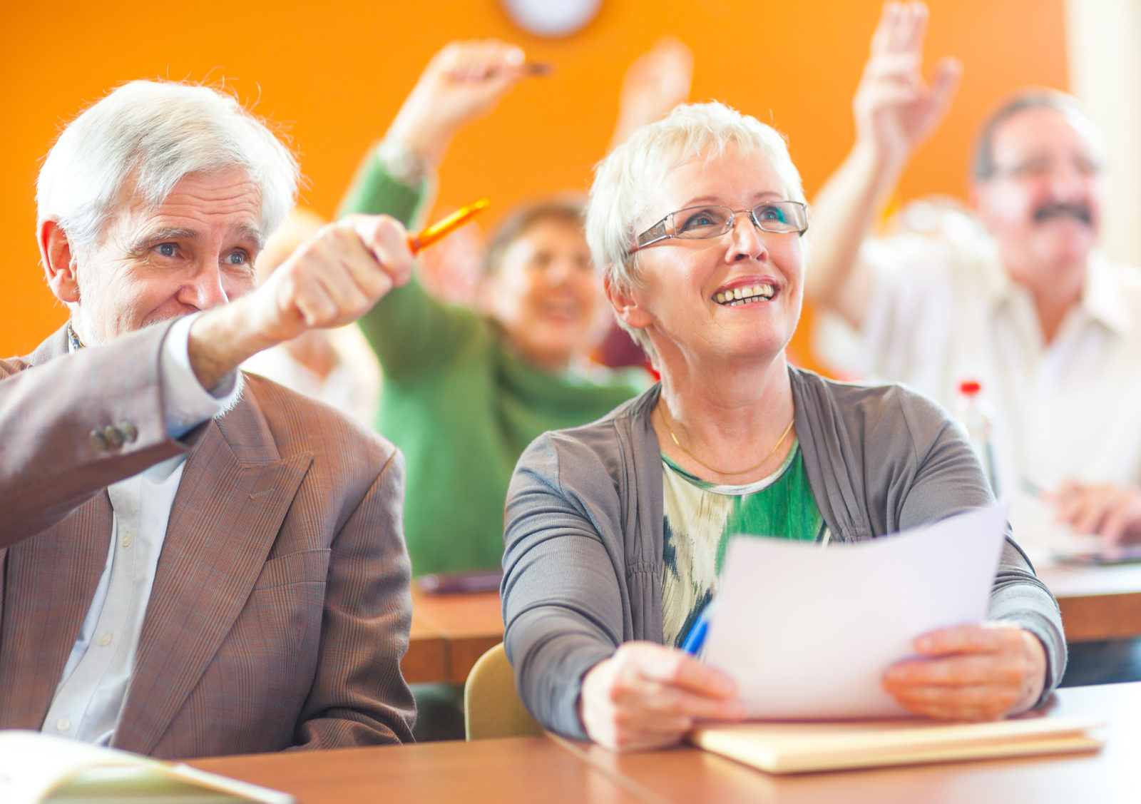 older adults in a classroom