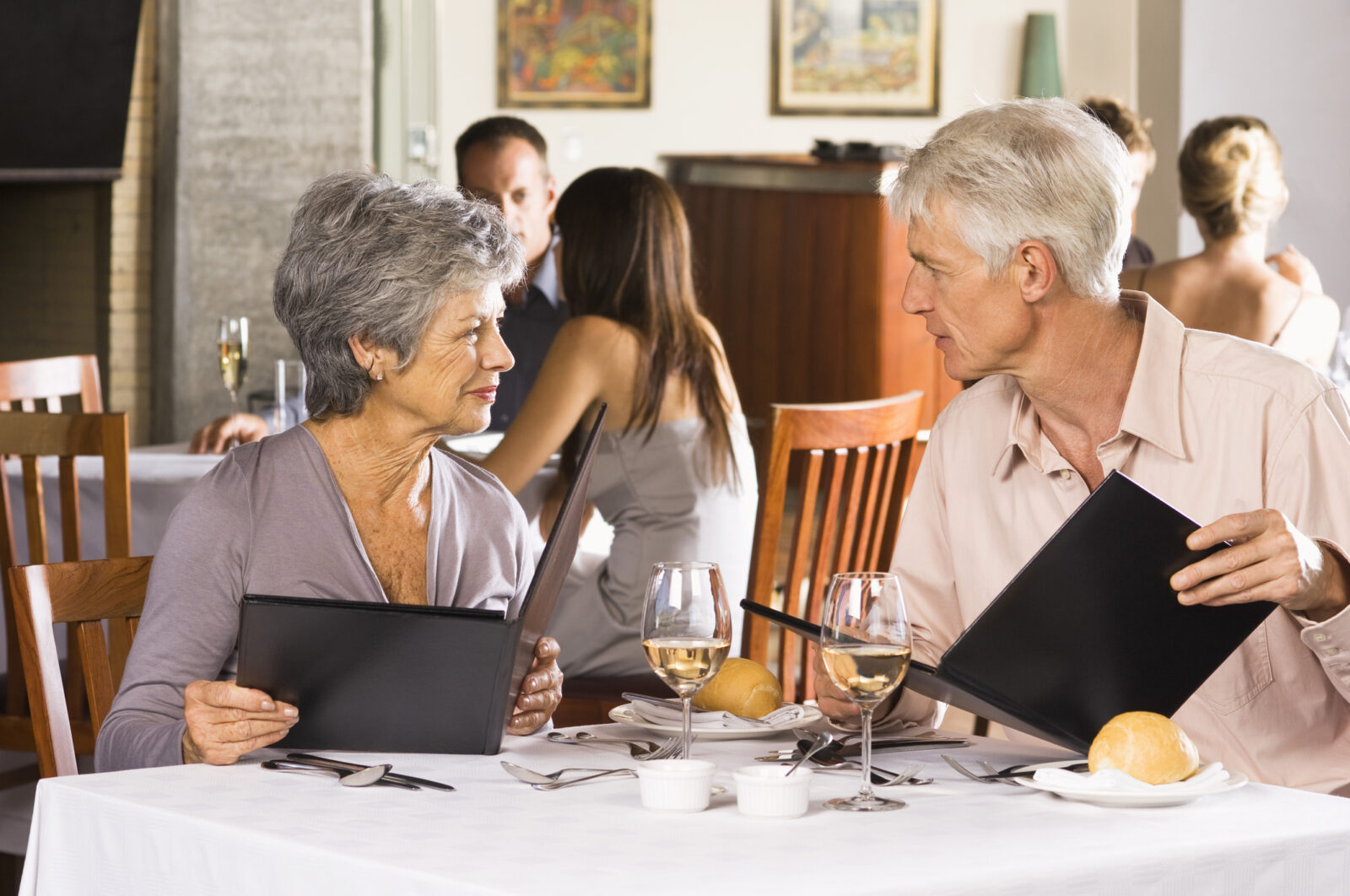 Senior couple in a restaurant